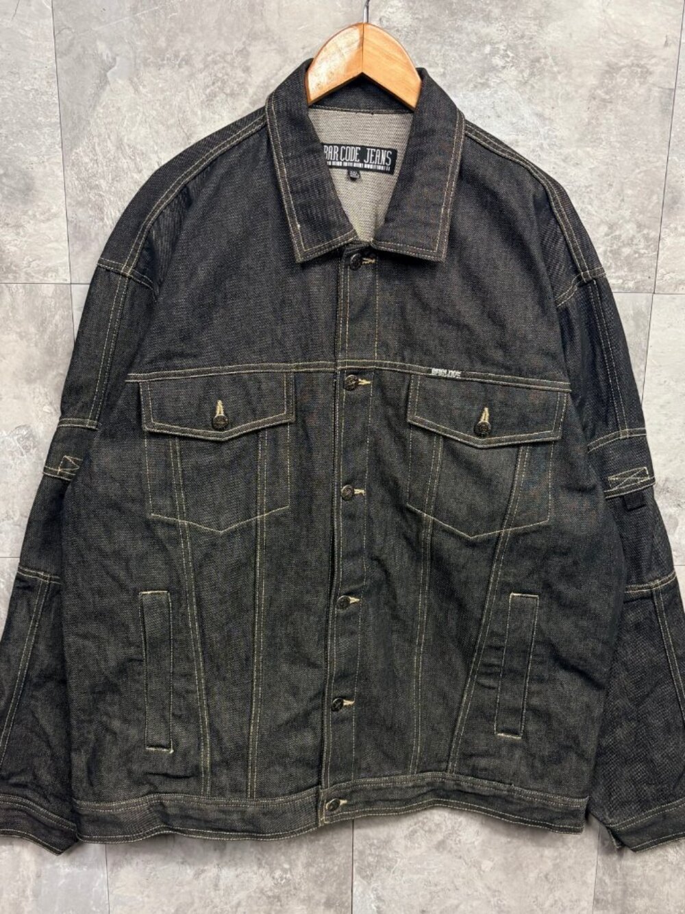 Vintage Bar Code Jeans Denim Jacket 2XL Black